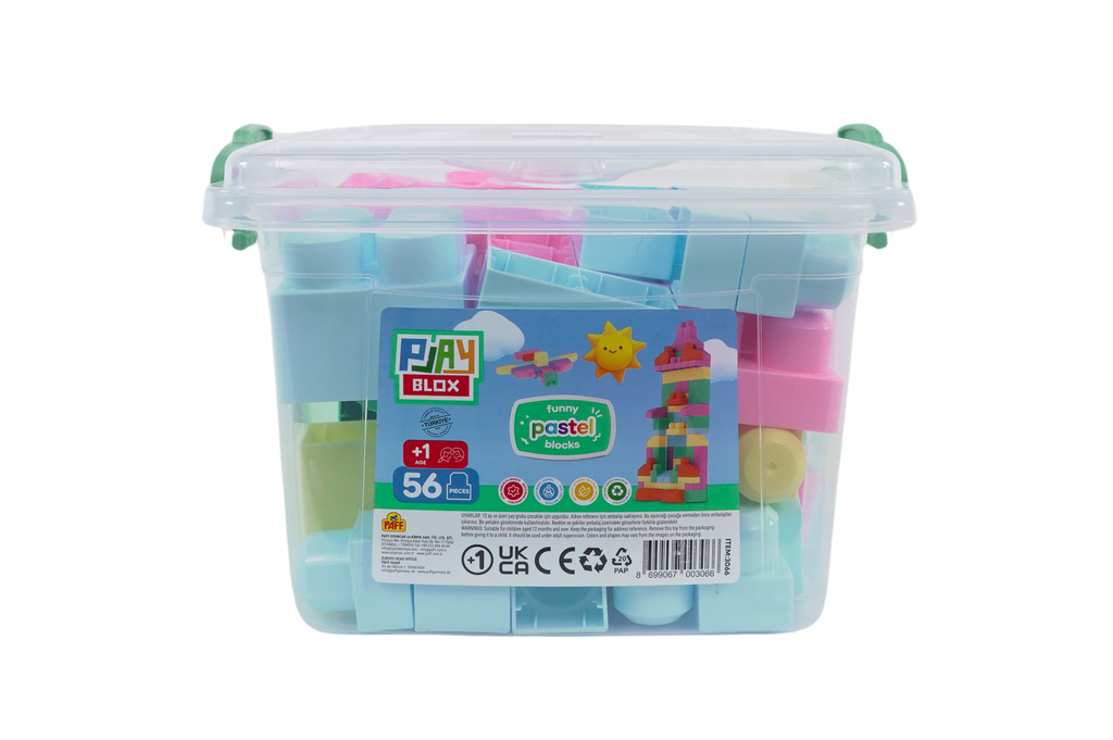 Pastel Building Blocks - 56 PCS Bucket